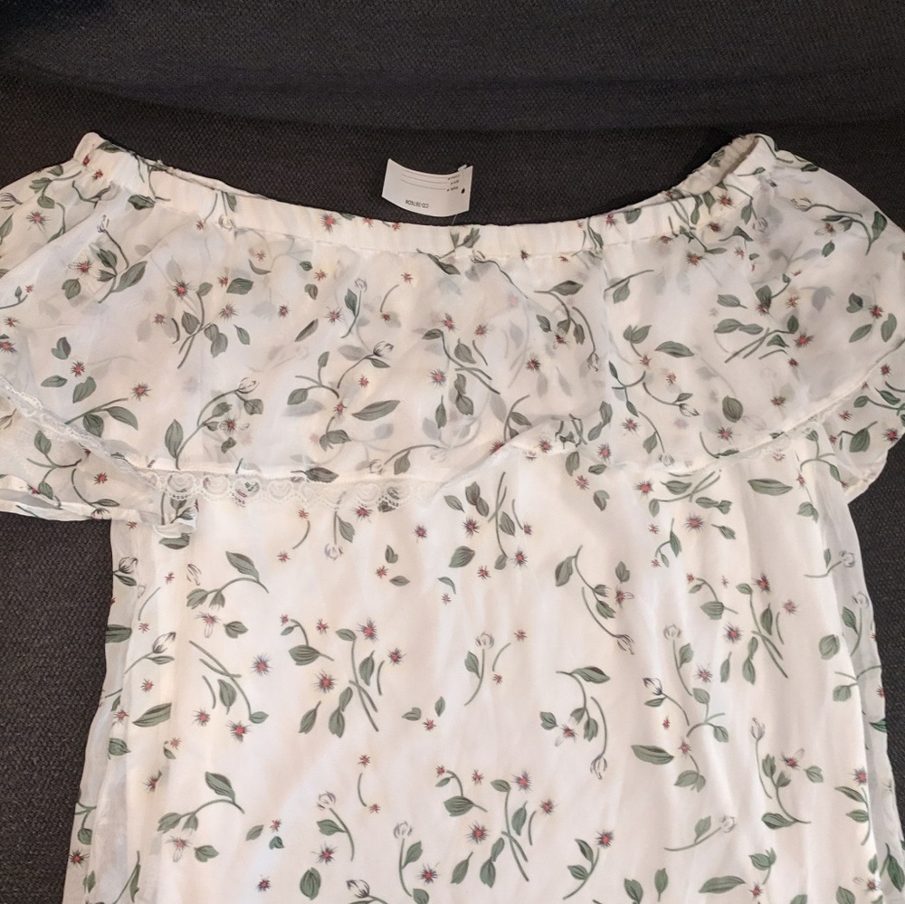 Off the shoulder white floral dress